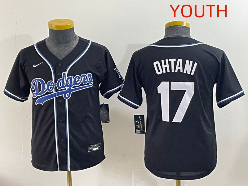 Youth 2025 Los Angeles Dodgers #17 Ohtani Black Three generations Fashion Nike MLB Jersey style 1->youth mlb jersey->Youth Jersey